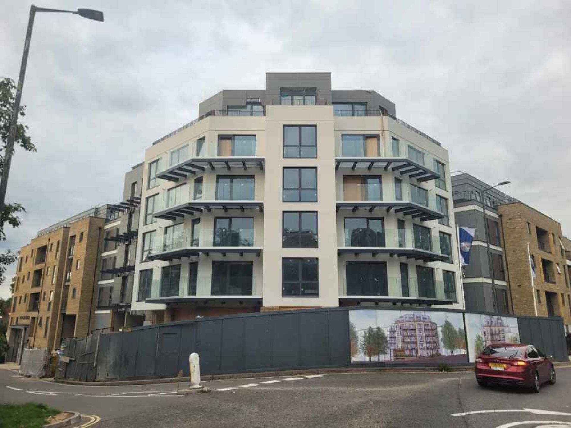 Exterior of pegs lane development in london from the front.