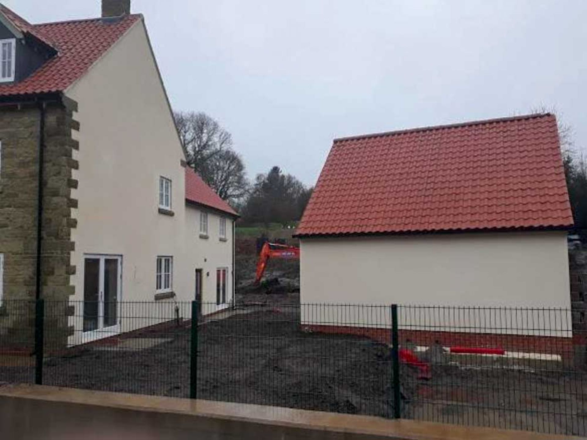 Rear view of some new houses as part of a development.