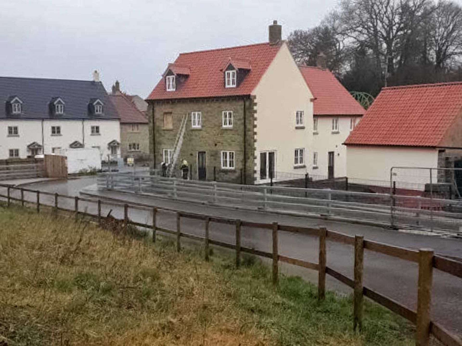 Distant shot of brand new housing development.