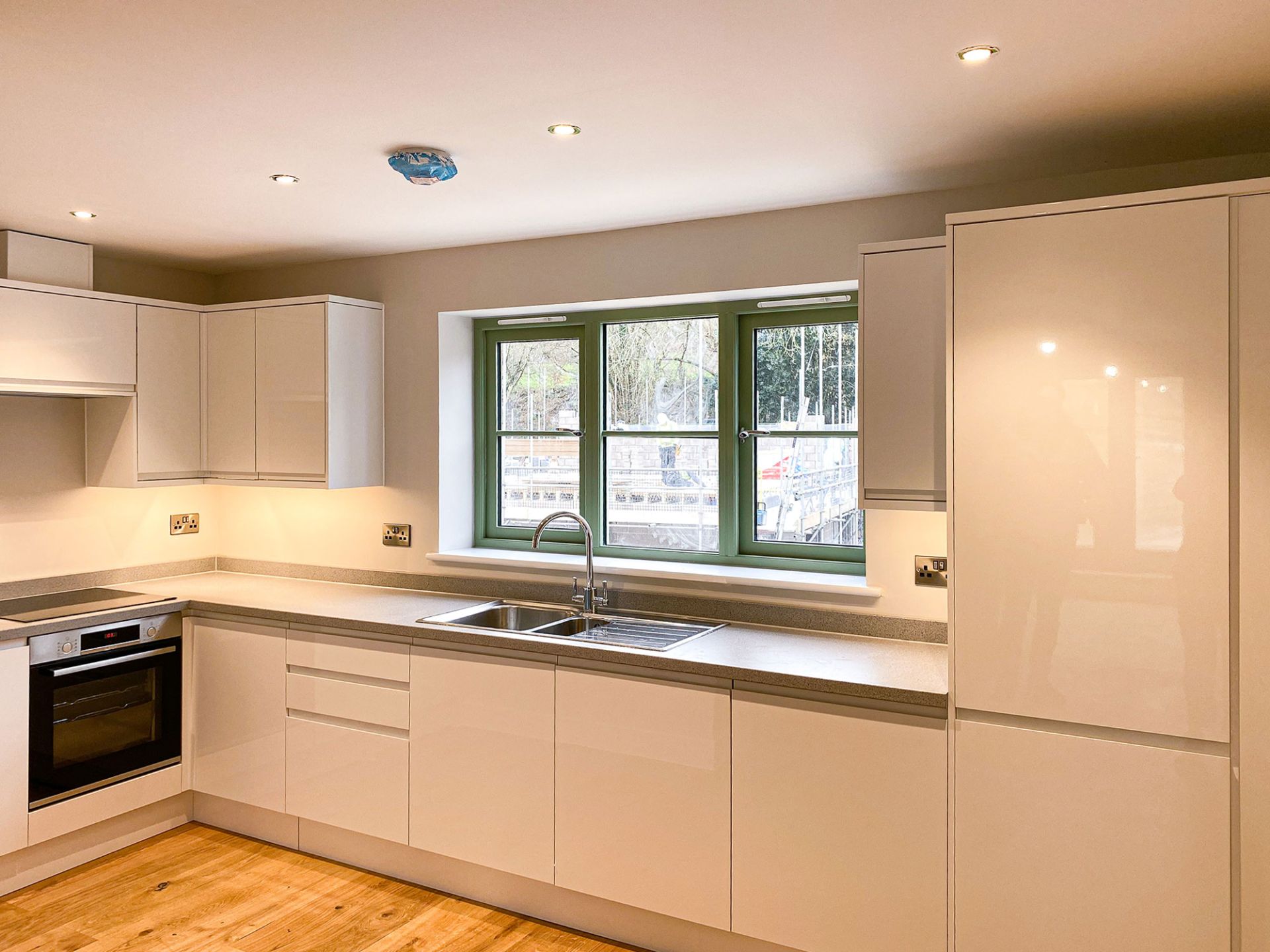 Completed large kitchen in one of the townhouses.